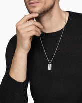 Sculpted Cable Tag in 18K White Gold, 27mm